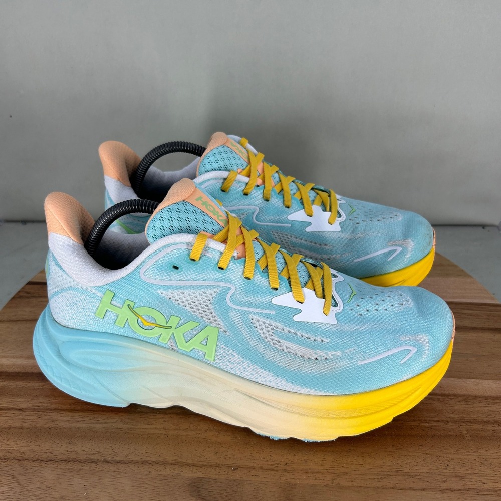 Hoka Clifton 9 Running Shoes Mens 10 Blue Yellow 1127895 BPRK